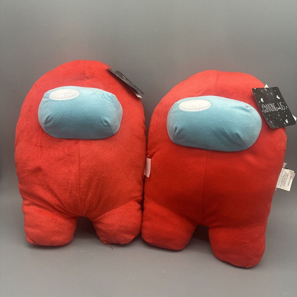 Set Of 2 Among Us Crewmate Red Plush 17" Stuffed Toy Pillow Buddy Microfiber NWT